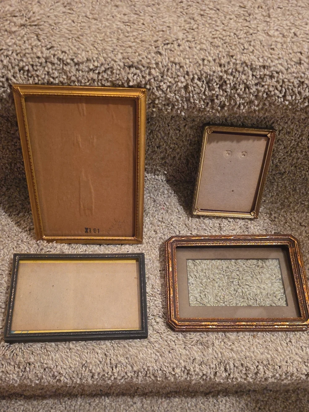 Vintage Gold Tone Metal And Wood Frames